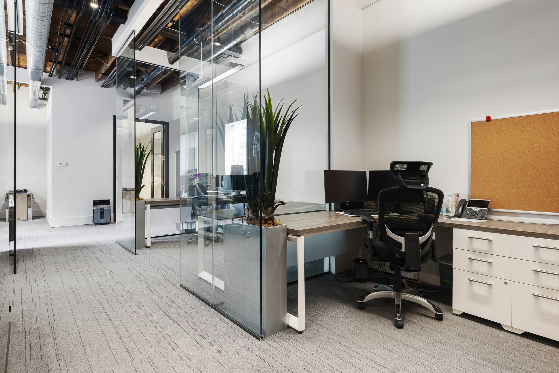 a room with a desk and a chair
